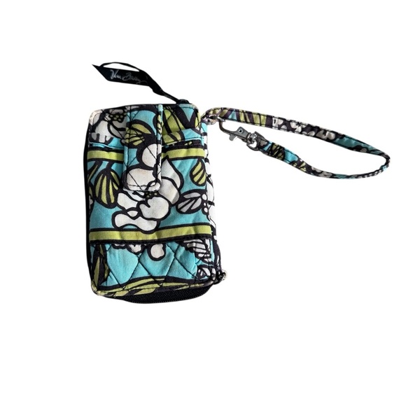 Vera Bradley Teal and Black Patterned Wristlet - Picture 1 of 9